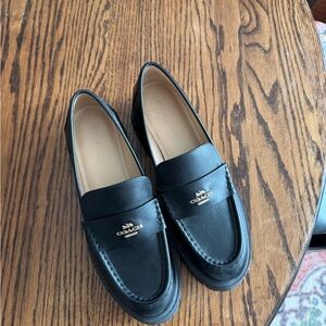 Coach Classic Black Leather Loafers